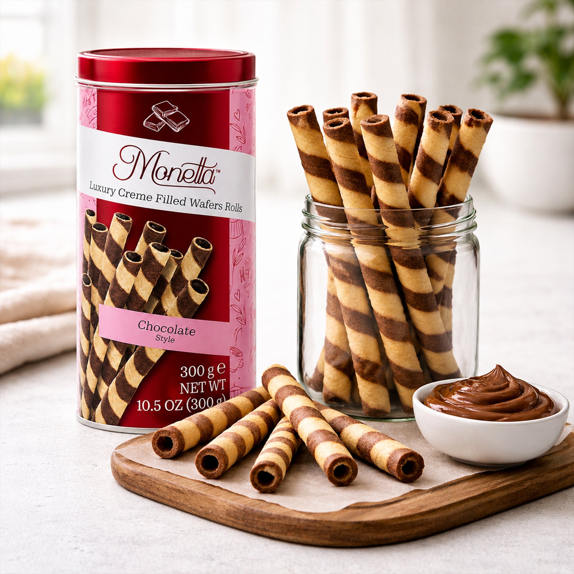 Monetta Chocolate Wafer Rolls 300g
