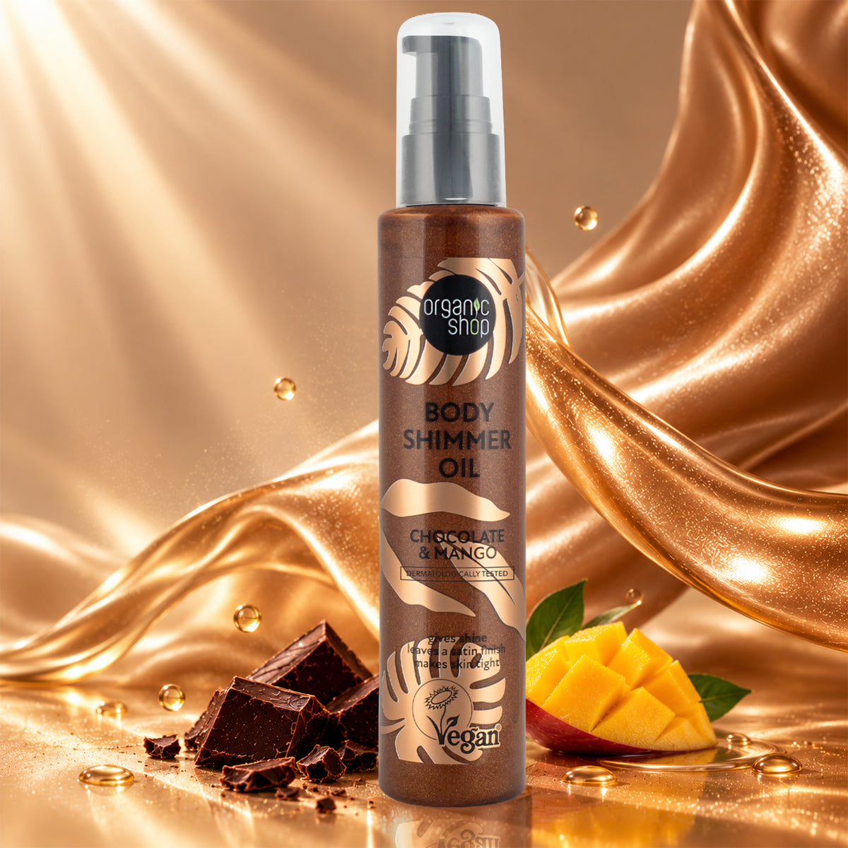 Organic Shop Body Shimmer Oil Chocolate & Mango, 100 ml