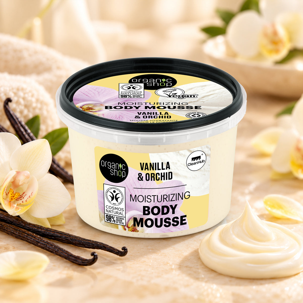 Organic Shop Moisturizing Body Mousse Vanilla, 250 ml