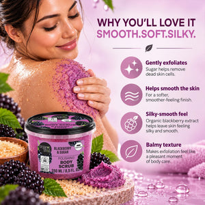 Organic Shop Blackberry and Sugar Polishing Body Scrub for smooth and soft skin.