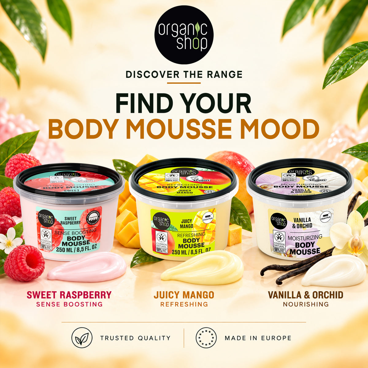 Organic Shop Refreshing Body Mousse Juicy Mango, 250 ml