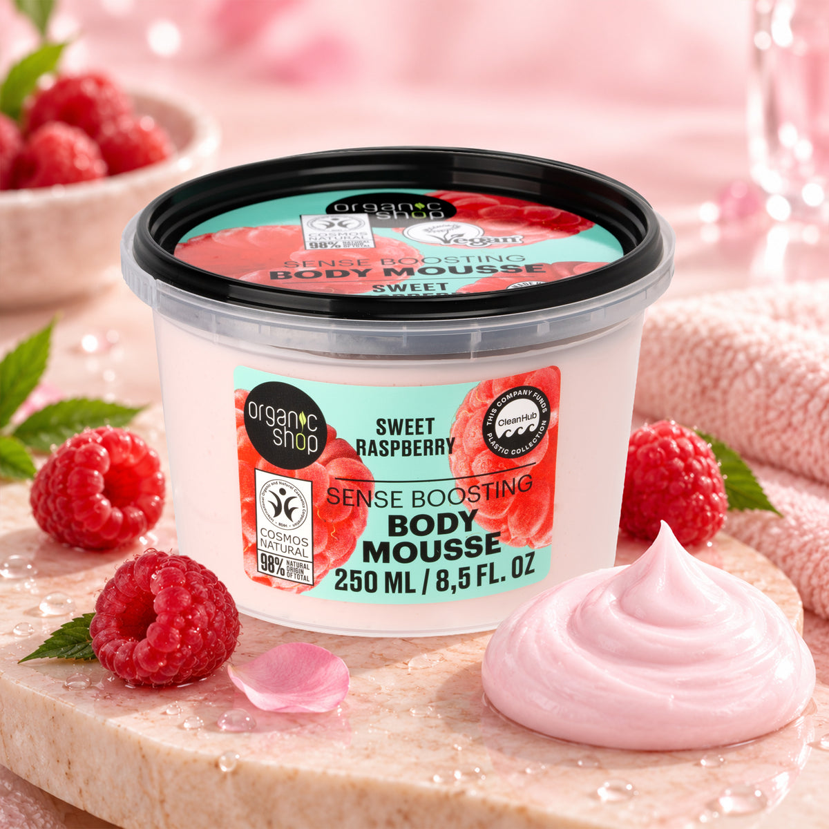 Organic Shop Sense Boosting Body Mousse Sweet Raspberry, 250 ml