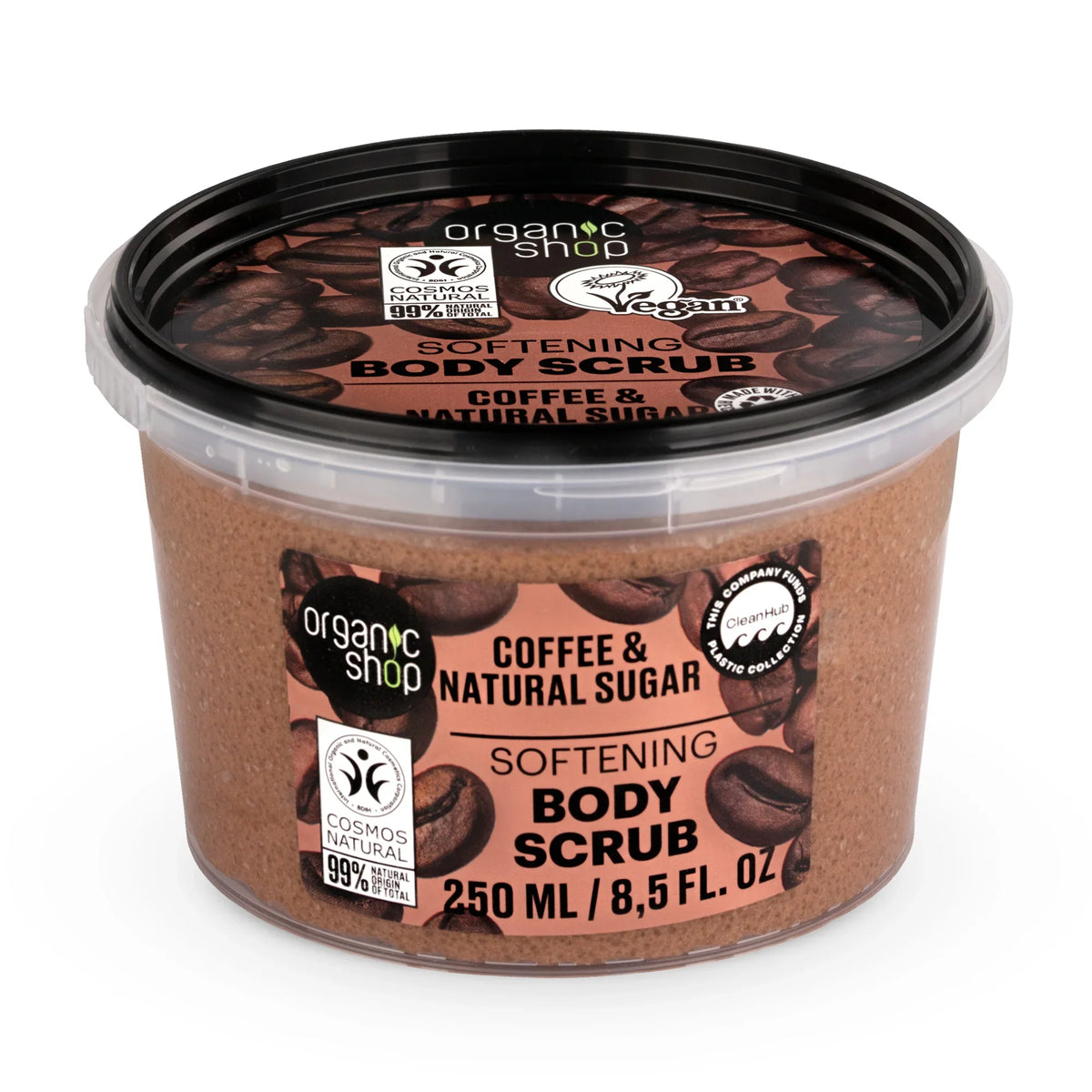 Organic Shop Coffee and Natural Sugar Softening Body Scrub in a 250ml jar