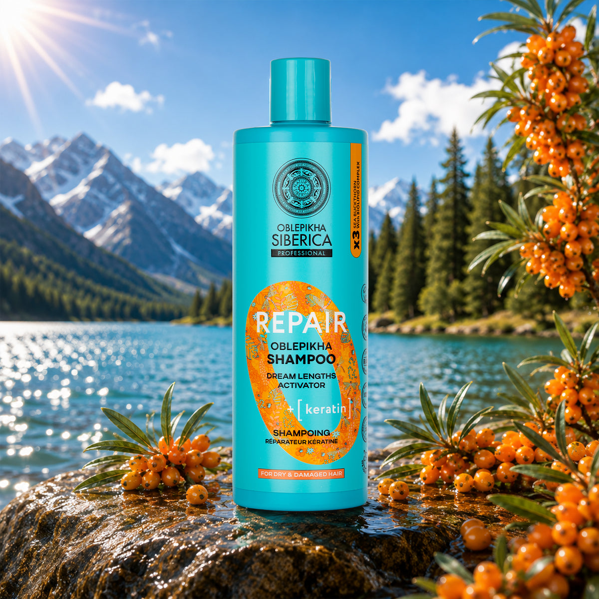 Natura Siberica Oblepikha Repair Shampoo, 400 ml | For Dry & Damaged Hair