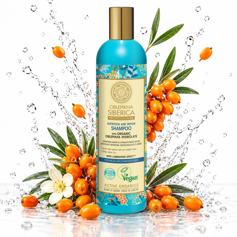 Oblepikha Siberica Professional Nutrition and Repair Shampoo with organic sea buckthorn berries