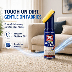 Omino Bianco Carpet & Sofa Cleaner with brush, tough on dirt, gentle on fabrics, anti-odour formula