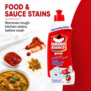Omino Bianco stain remover for food & sauce stains, pre-wash degreasing action on tough kitchen stains