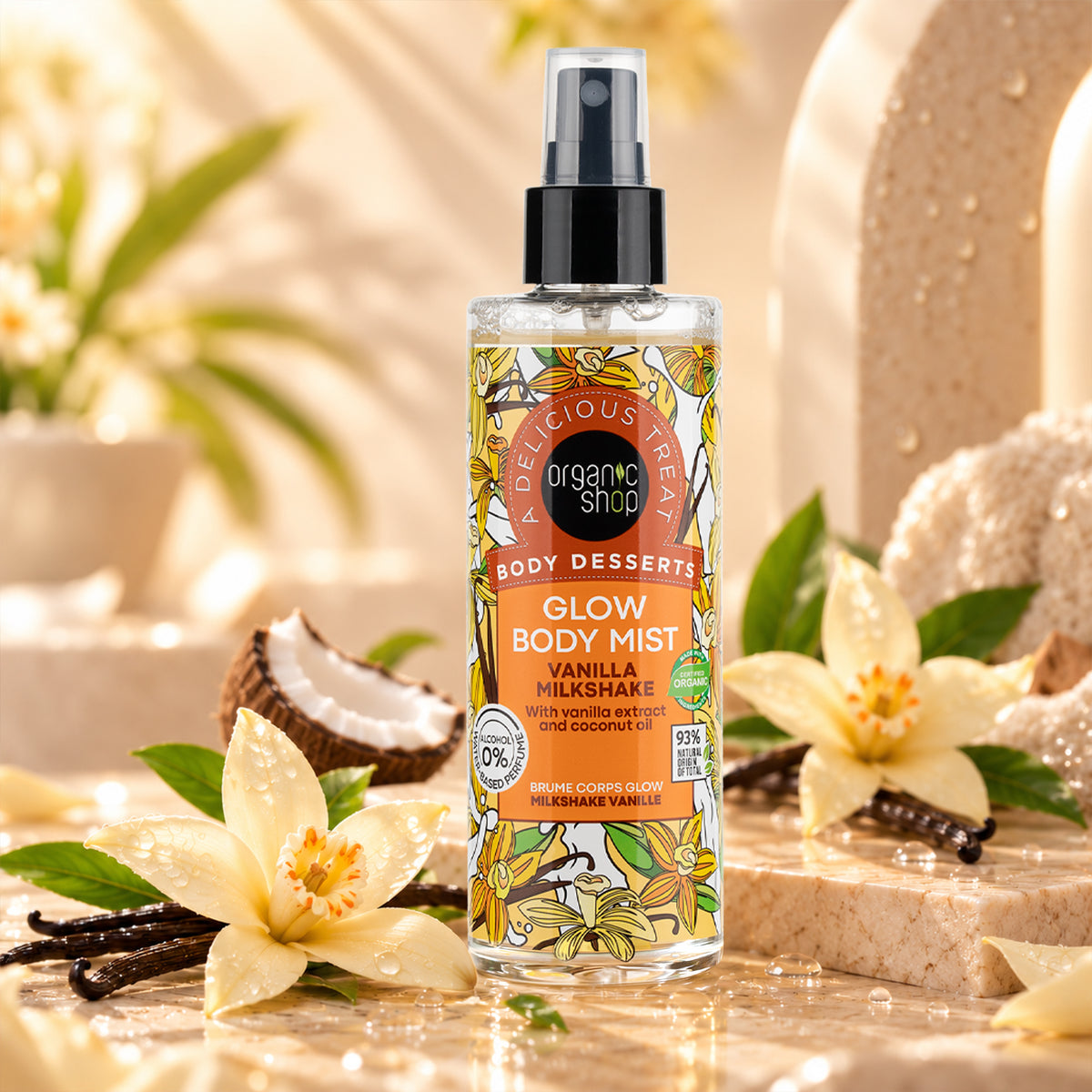 Organic Shop Glow Body Mist Vanilla Milkshake, 200 ml