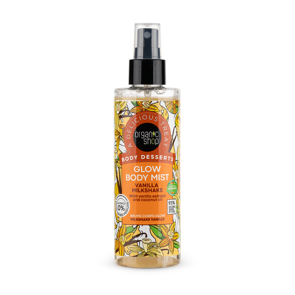 Organic Shop Glow Body Mist Vanilla Milkshake, 200 ml