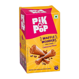 Pik n Pop Waffle Wonders mini cones carton, cappuccino flavor, whole wheat, 70g