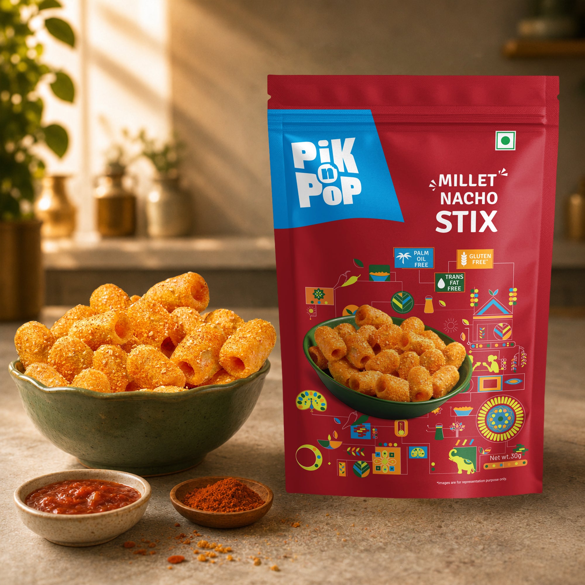 PiK n POP Millet Nacho Stix 30g