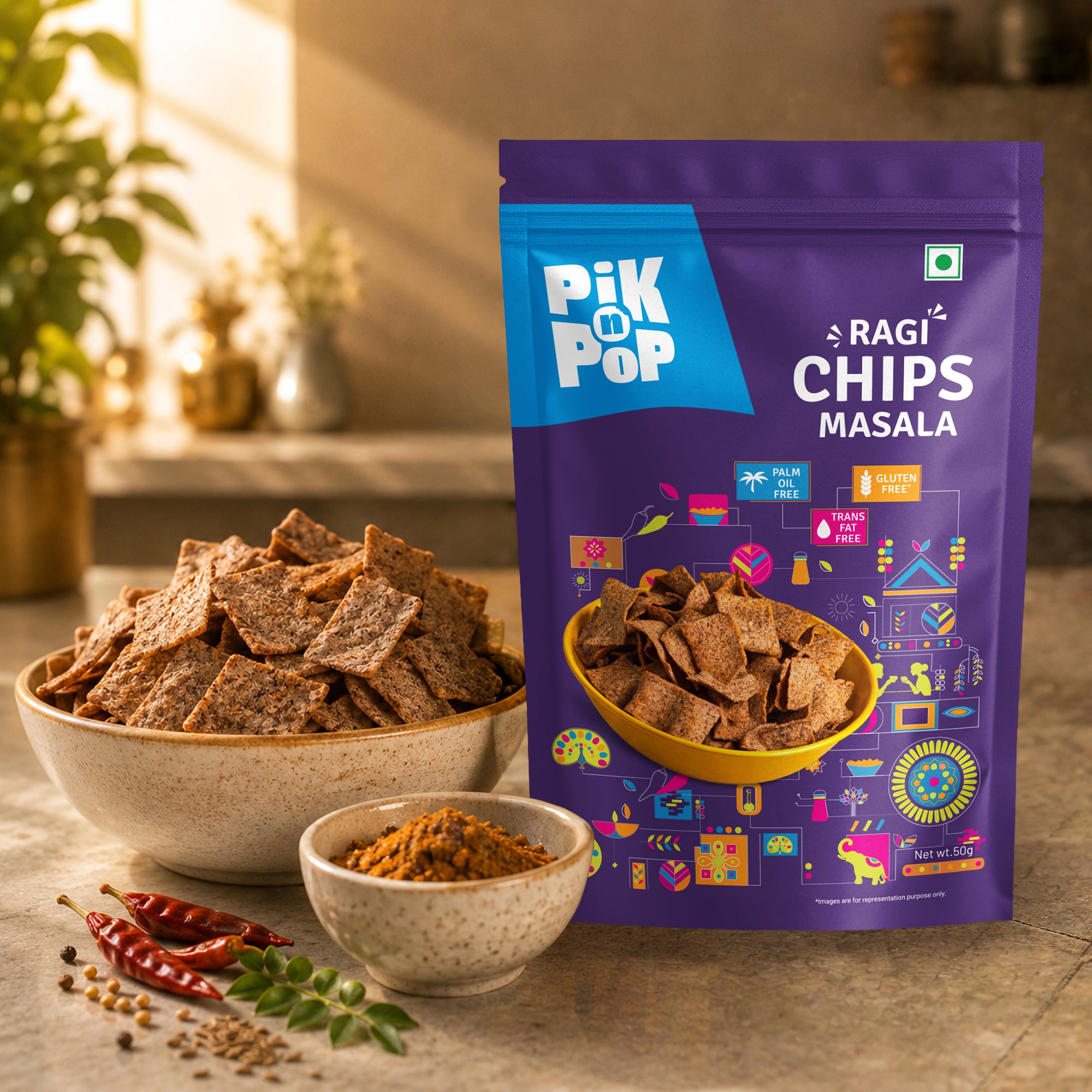 PiK n POP Ragi Chips Masala 50g