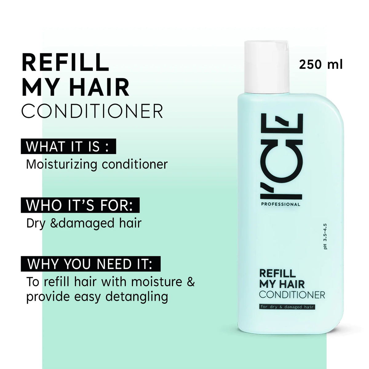 ICE Professional Refill My Hair Moisturizing Conditioner for dry and damaged hair, 250 ml