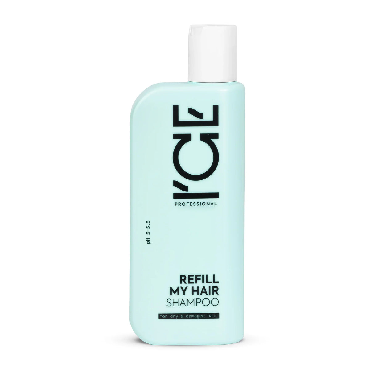 I'ce Professional Refill My Hair Shampoo for dry and damaged hair in a light blue bottle