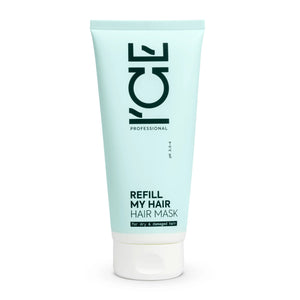 Light blue tube of ICE Professional Refill My Hair Hair Mask for dry and damaged hair.