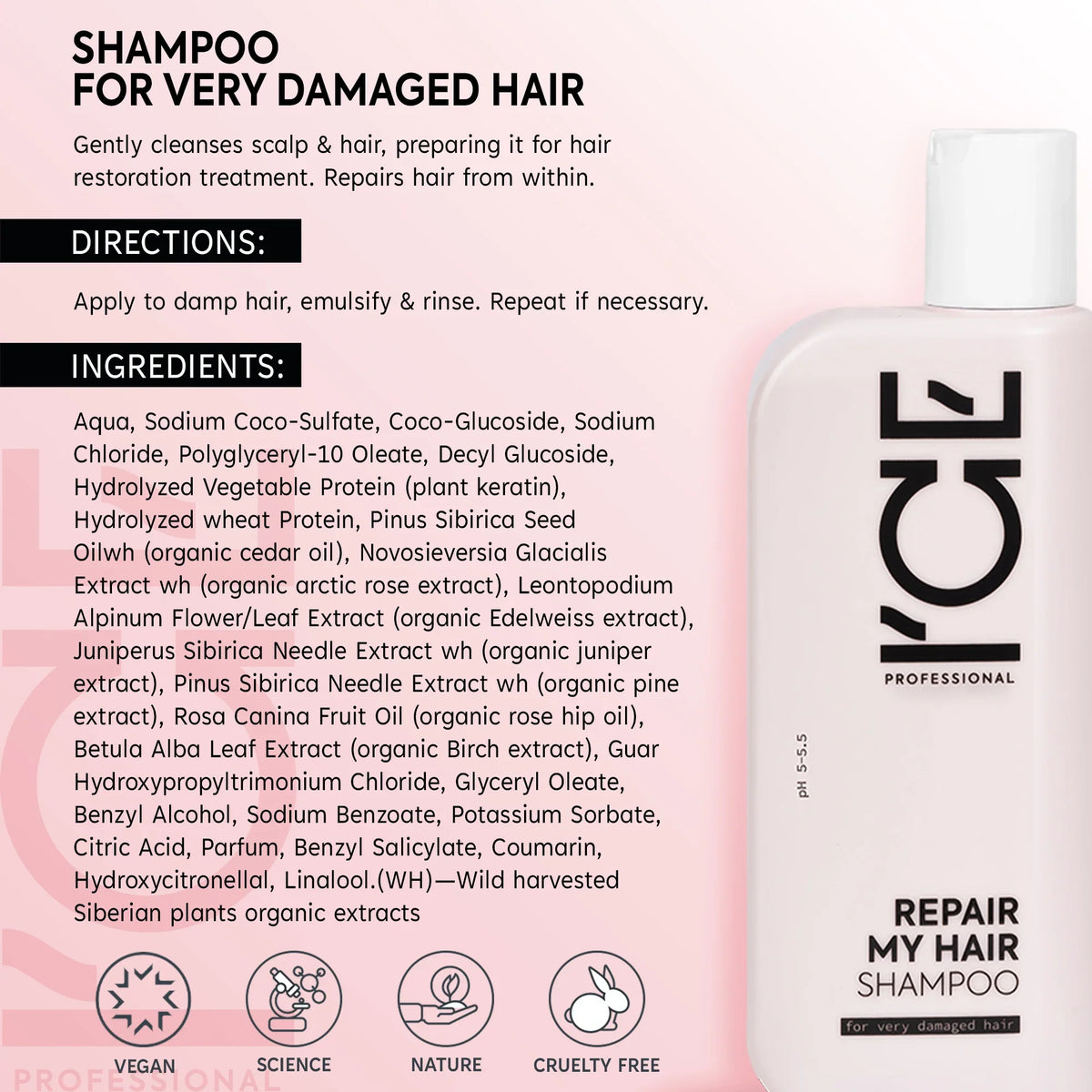 Repair My Hair shampoo for very damaged hair with Siberian plant extracts.