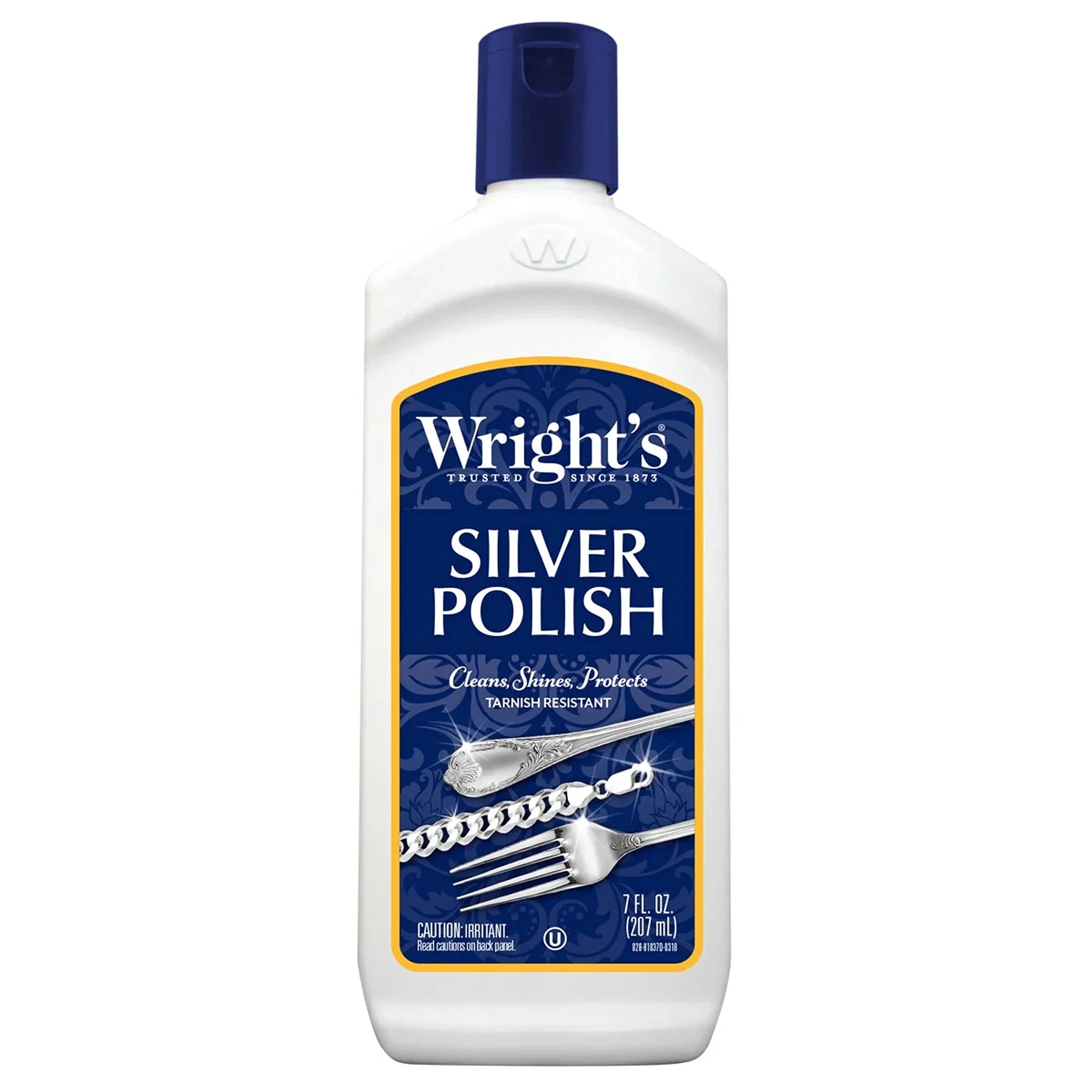 Wright's Silver Polish bottle cleans, shines, protects tarnish-resistant silverware & jewelry, 7 fl oz