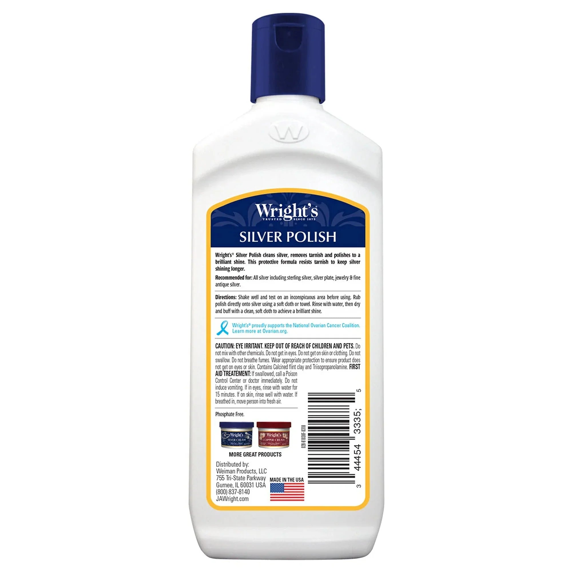 Wright's Silver Polish bottle for cleaning and polishing sterling silver, jewelry, and antique silver items.