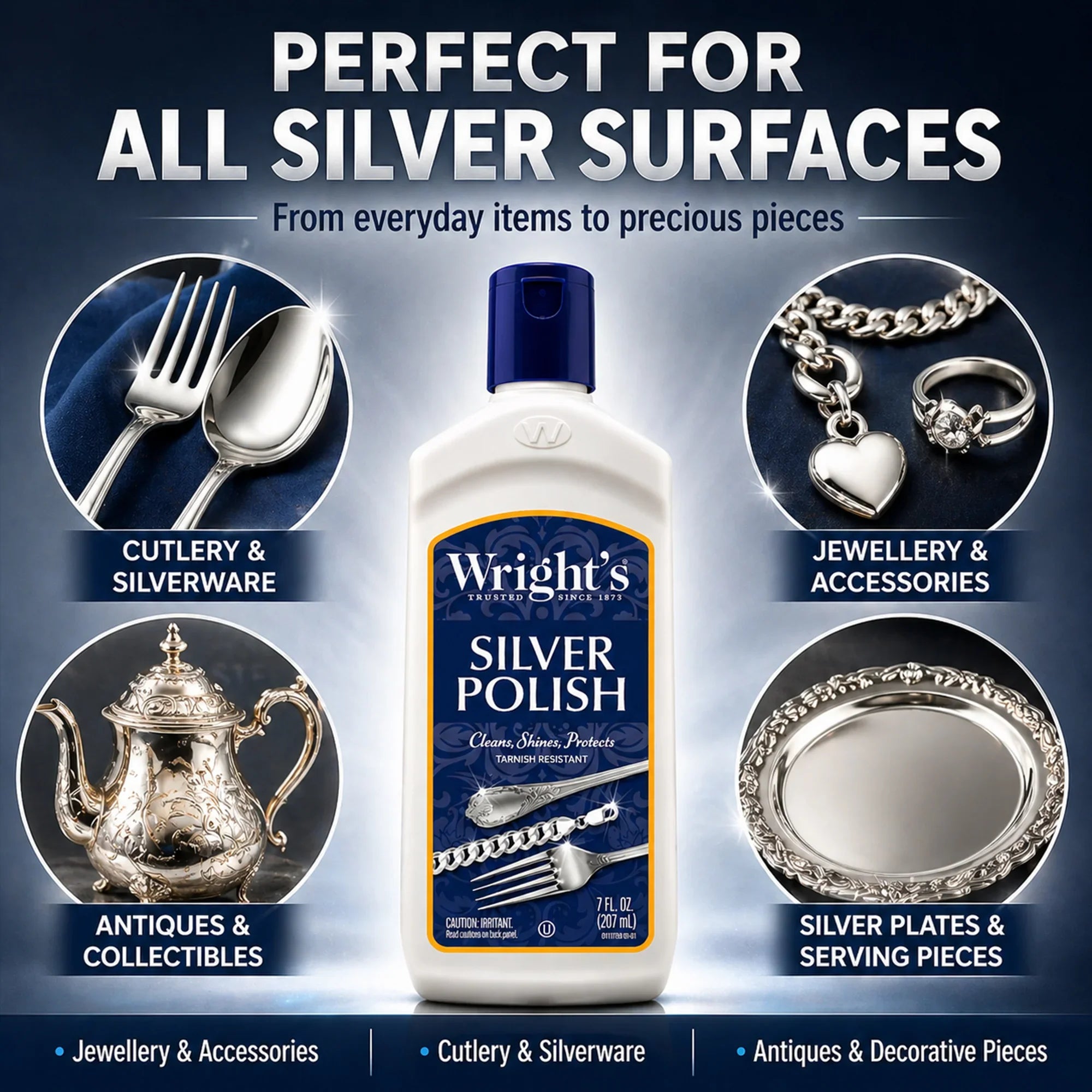 Wright's Silver Polish for cutlery, jewelry, antiques, and silver plates