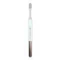 Soladey S electric toothbrush with light blue handle and silver accents on white background