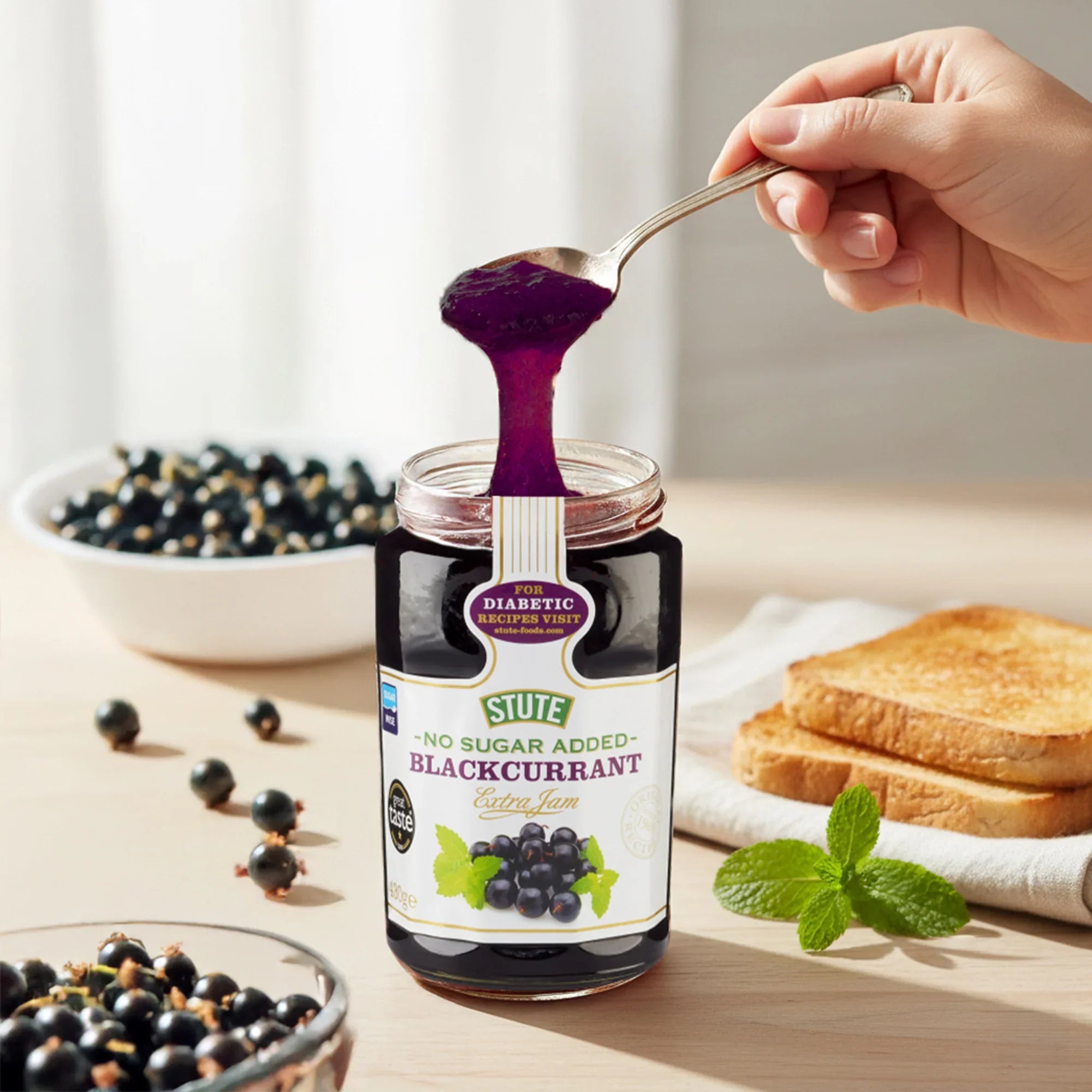 Stute No Sugar Added Blackcurrant Jam