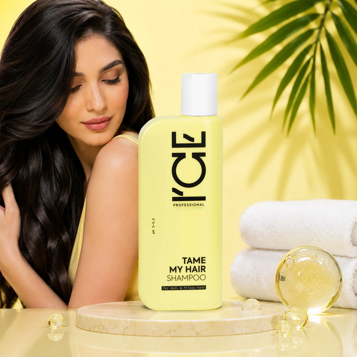 I'CE Professional Tame My Hair Shampoo bottle for dull and frizzy hair.