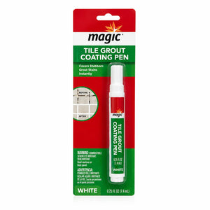 Magic Tile Grout Coating Pen in white, covers stains instantly, 0.25 fl oz