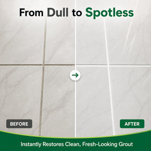 Before and after tile grout cleaning: dull to spotless, restores fresh-looking grout