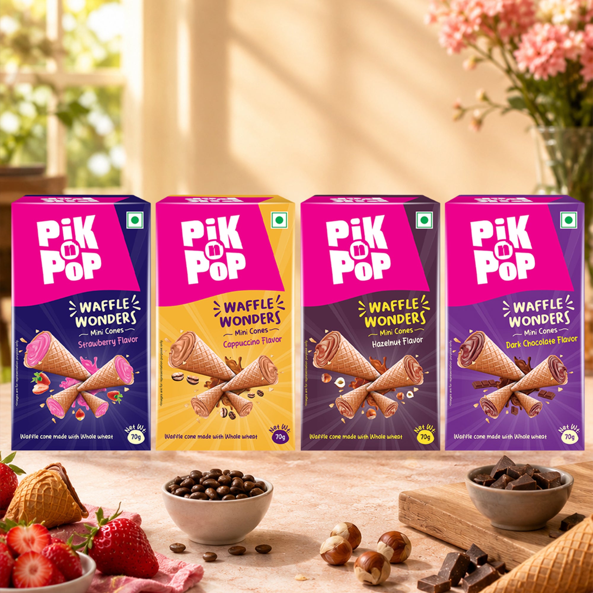Pik n Pop Mini Waffle Cones Combo (70g x 4)